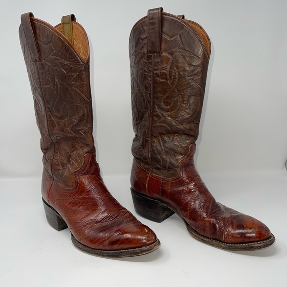 PRE-LOVED Vintage Renegade Chestnut Eel Skin Western Boots - size unknown - Picture 2 of 9